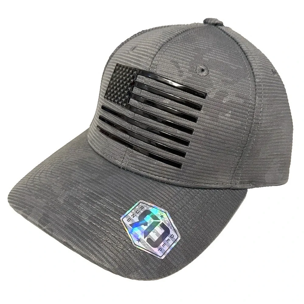 Runs Deep Premium Tactical American Flag Sueded Snapback Cap Hat Gray SubtleCamo